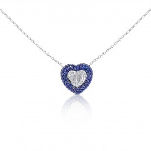 Gianni Carità Collier con pendente cuore in Oro Bianco Diamanti Zaffiro blu