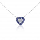 Gianni Carità Collier con pendente cuore in Oro Bianco Diamanti Zaffiro blu
