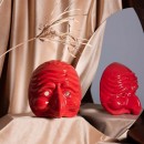 Macrì Maschera di Pulcinella in Terracotta Media Rosso