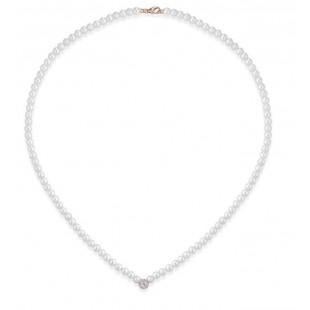 Coscia Le Lune Classic Collana con Perle e Pavè di Diamanti e con Chiusura in Oro Rosa