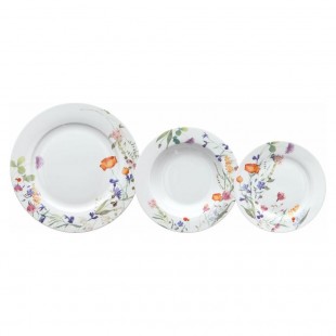 Andrea Fontebasso Set piatti tavola 18pz ATOLLO Flora Bianco decorato fiori