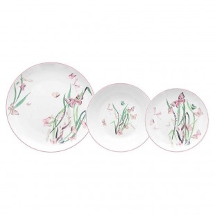 Andrea Fontebasso Set piatti tavola 18pz MOON Butterfly Bianco e Rosa