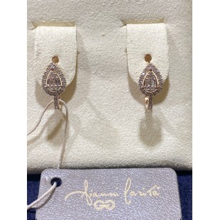 Gianni Carità Oreccini pendenti in Oro Rosa e Diamanti baguette goccia
