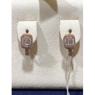 Gianni Carità Oreccini pendenti in Oro Rosa e Diamanti baguette rettangolare