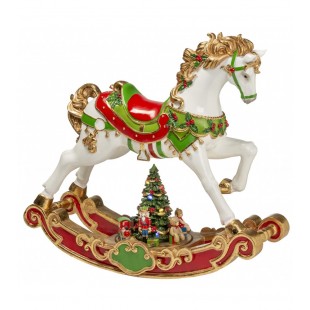 NOEL by Lamart Carillon Cavallo a dondolo con Albero di Natale e Giocattoli Santa's Workshop