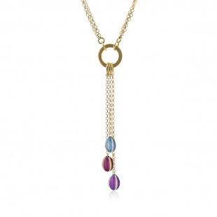 Tsars Collection Collana in argento placcato oro 3 ovetti multicolor