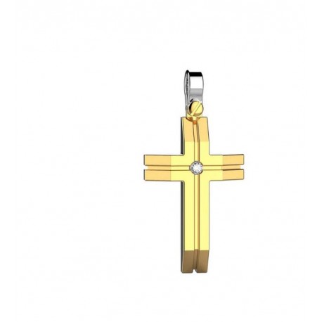Zancan Croce in oro giallo 18kt con diamante contromaglia in oro bianco EPE108GB