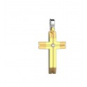 Zancan Croce in oro giallo 18kt con diamante contromaglia in oro bianco EPE108GB