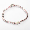 Spadarella Bracciale Baby con pepite in argento e nodini rosa Cuore