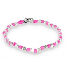 Spadarella Bracciale Spadino con pepite in argento e nodini rosa fucsia