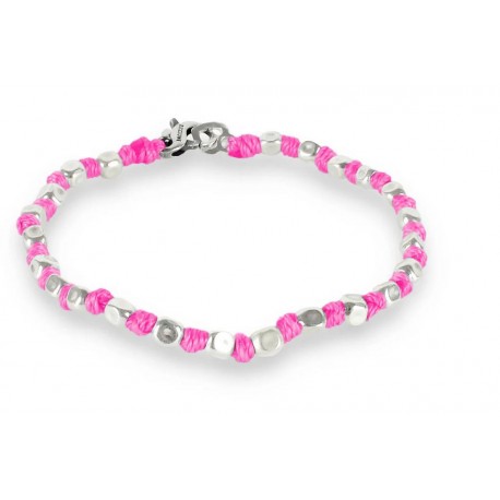 Spadarella Bracciale Spadino con pepite in argento e nodini rosa fucsia