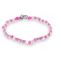 Spadarella Bracciale Spadino con pepite in argento e nodini rosa fucsia