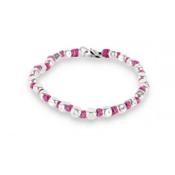 Spadarella Bracciale Spadino Crushed con pepite in argento e nodini fucsia