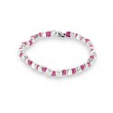 Spadarella Bracciale Spadino Crushed con pepite in argento e nodini fucsia