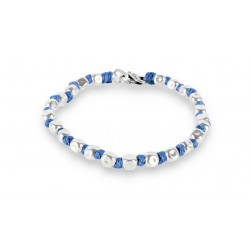 Spadarella Bracciale Spadino Crushed con pepite in argento e nodini blu