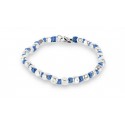 Spadarella Bracciale Spadino Crushed con pepite in argento e nodini blu