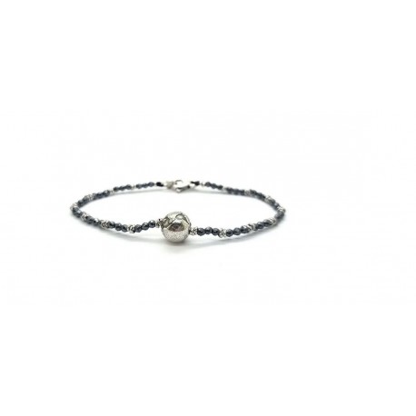 Spadarella Bracciale Spadino mondo con pepite in argento e ematite
