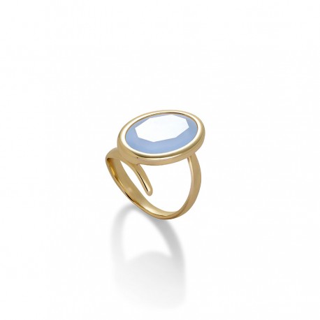 AQUAFORTE  Anello Caramelle Ovali con pasta vitrea Blu Milky