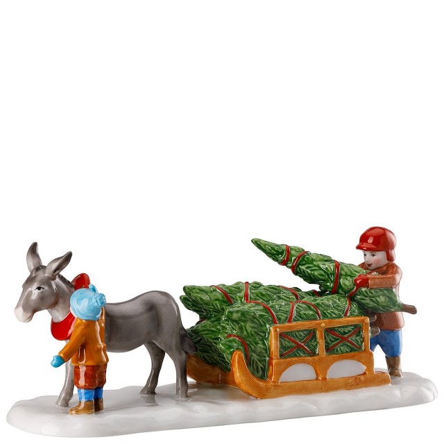 Hutschenreuther Weihnachtsmarkt Asinello e slitta Figurine MERCATINO di NATALE 2019