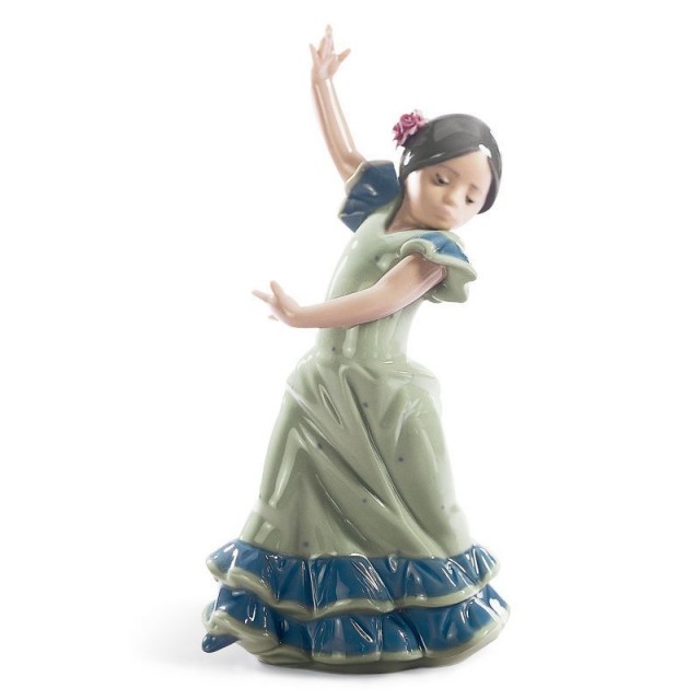 Lladrò BALLERINA DI FLAMENCO Lolita Flamenco Dancer Girl Figurine. Blue
