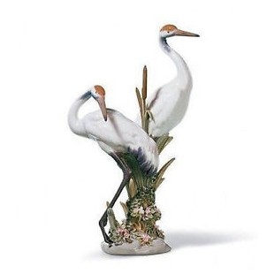 Lladrò COPPIA DI GRU Courting Cranes Sculpture