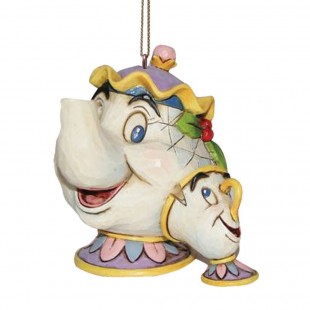 Jim Shore DISNEY Mrs Potts Chip La Bella e la Bestia Ornament Addobbo albero di Natale