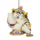 Jim Shore DISNEY Mrs Potts Chip La Bella e la Bestia Ornament Addobbo albero di Natale