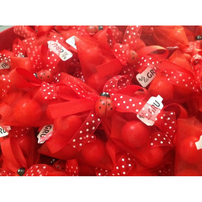 Bigliettini bomboniera laurea fiori rossi ghirlanda - MarionArt