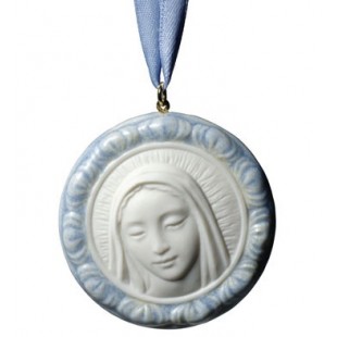 NAO by Lladrò Bomboniera VERGINE PROTETTIVA Madonna medaglione Completa di confezione Nascita battesimo
