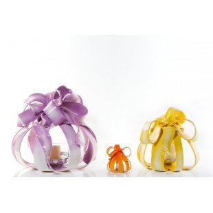 GLI ALBERELLI Bomboniera NASTRI DI COLORE Portacandela Capodimonte Completa di confezione 15cm fiocco