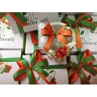 GLI ALBERELLI Bomboniera Vasetto Semina un Desiderio Capodimonte Completa di confezione battesimo comunione matrimonio
