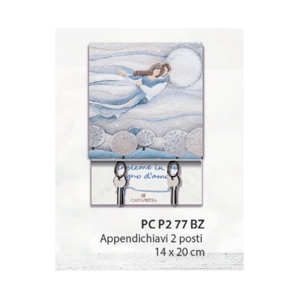 Cartapietra Appendichiavi Sogno Coppia sposi (2 posti 14 * 20cm) Azzurro Polvere