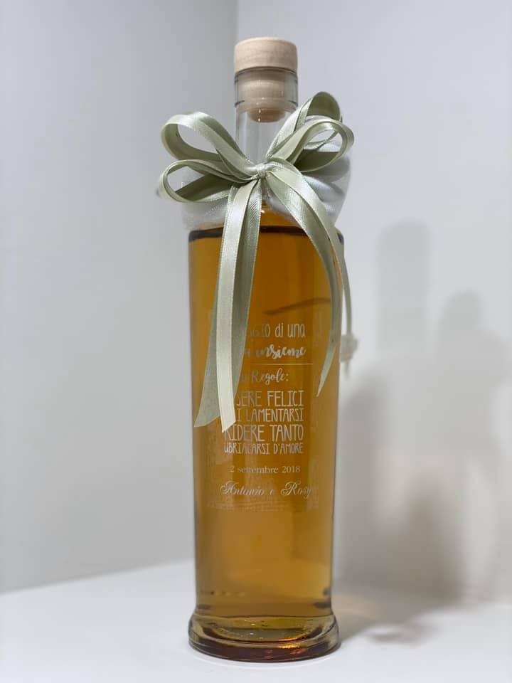 Bomboniera Bottiglia Liquore 50cl Lunga Completa Di Confezione Confetti Personalizzabile Matrimonio Promessa Comunione Laurea Lagru