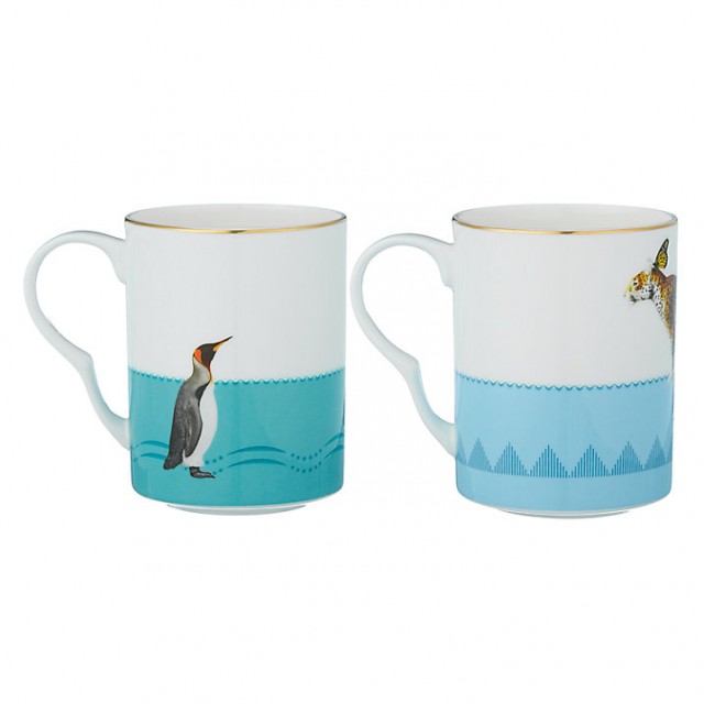 Yvonne Ellen Set 2 Mug pinguino e Ghepardo