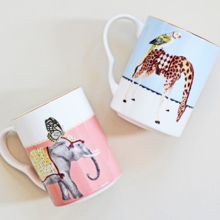 Yvonne Ellen Set 2 Mug Giraffa ed Elefante