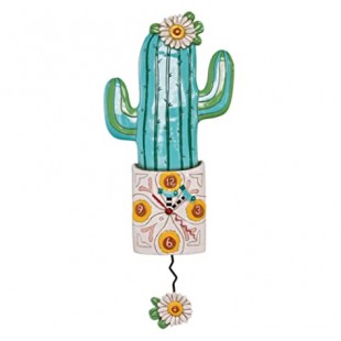 Allen Designs Desert Bloom Cactus Orologio da parete a pendolo verde