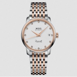 Mido Baroncelli Heritage Lady Orologio donna Acciaio Inossidabile , PVD Color Oro Rosa e Diamanti