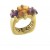 PITTI e SISI anello Rainbow Trilogy argento 925 finitura PVD oro giallo quarzo viola cognac