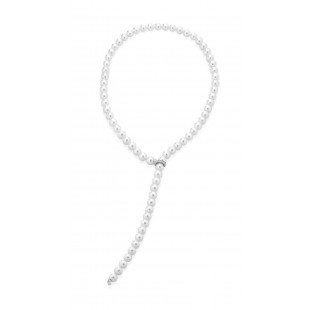 Coscia Sciarpina Collana di Perle giapponesi AKOYA con chiusura a sfera in oro bianco 18kt e diamanti AK 7/7.5