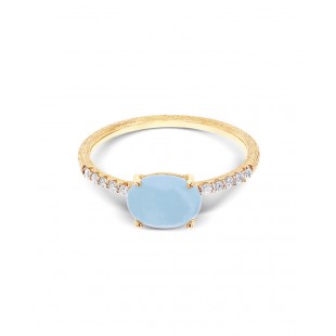 Nanis Anello Dancing AZURE Oro 18kt, diamanti e Acquamarina milky