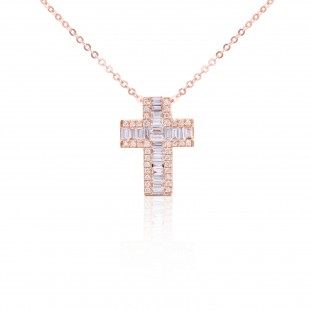 Gianni Carità Collana con pendente a croce in Oro rosè e Diamanti