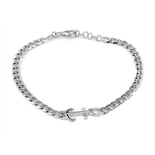 Arcadia Bracciale in argento con ancora con diamante