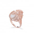 Tsars Collection ALEXANDRA Collection Anello in Argento placcato oro rosa con agata bianca