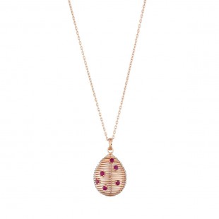 Tsars Collection MAKSIM Collection Collana in Argento placcato oro rosa e rubini