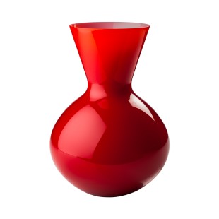 Venini Idra Vaso soffiato opalino h 36cm rosso